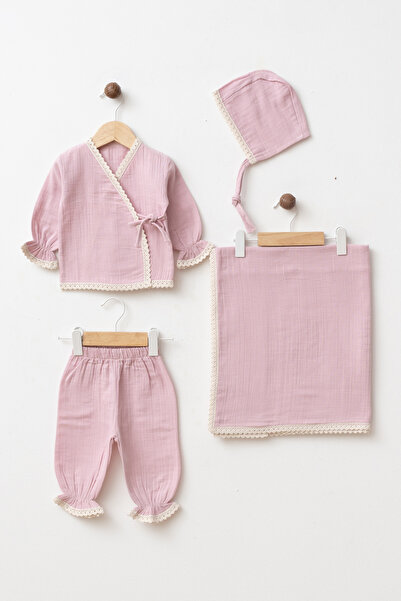 YUKOBABY Baby Newborn 100% Cotton 4-Piece Double Layer Muslin & Muslin Blanke...