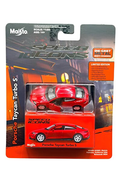 Maisto 1:64 Speed Icons Collectible Vehicles Porsche Taycan Turbo S Red