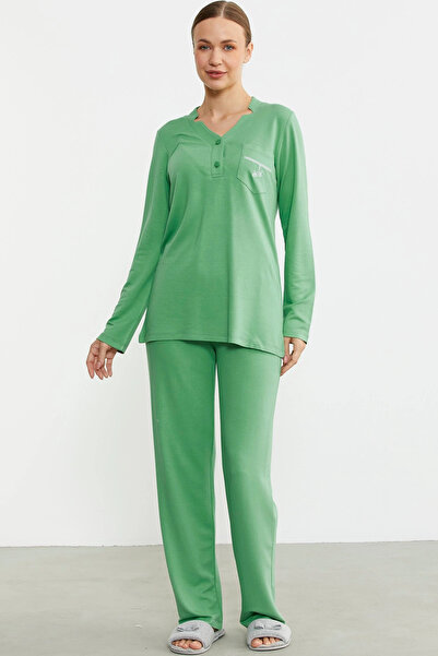 SS HOME CONCEPT Sementa 76438 Half Button Pocket Detailed Pajama Suit