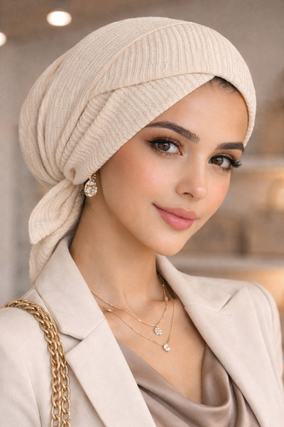 Aişe tesettür Bone Self-Patterned Cross Bone