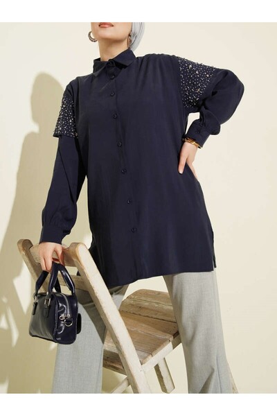 Burcia Shoulder Cape and Stoned Tensel Shirt