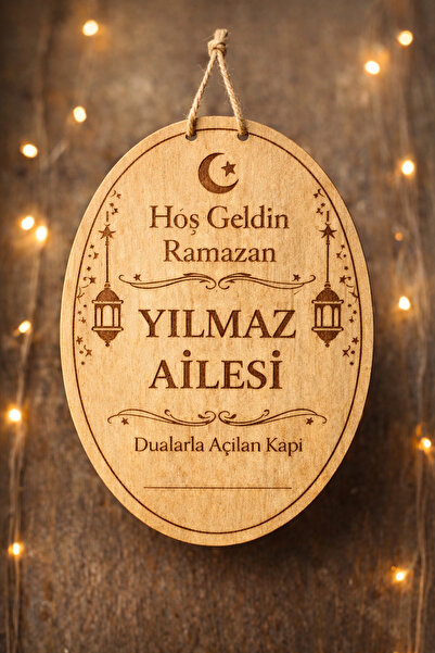 Outdoor One Kişiye Özel Ramazan Kapı Süsü Ahşap İsimli Kapı Dekoru 18 x13cm