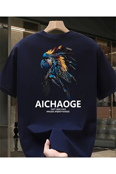 ORVIO Group Stylish Parrot Printed Cotton T-Shirt Daily Casual Modern Style M...