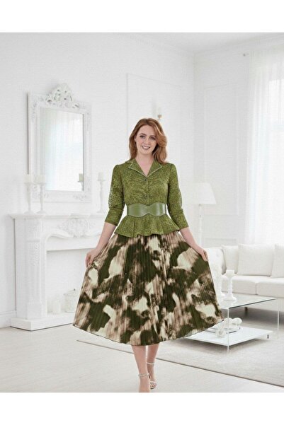 alqarat ATHER Deluxe Lace & Pleated Fusion Dress