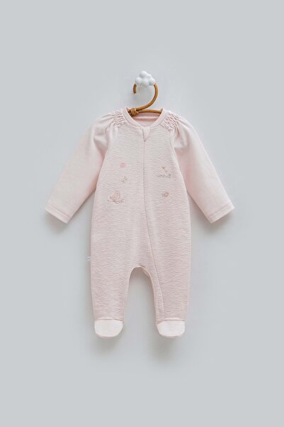 Caramell Happy Spring Embroidered Zippered Jumpsuit Pink