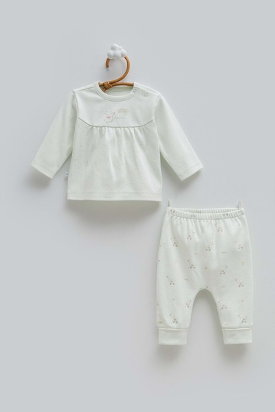 Caramell Love Time Roba Büzgülü Top and Bottom Set Green