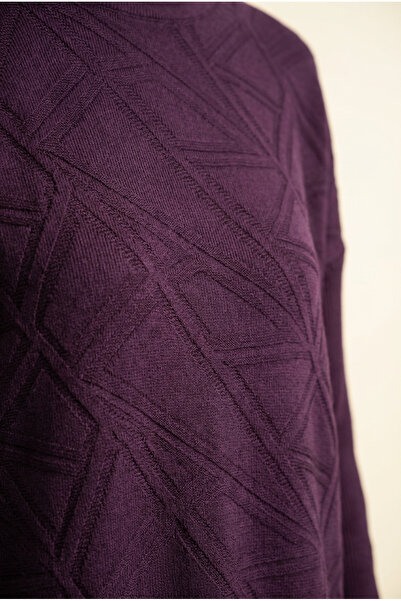 Kirazca Butik Women's Mercerized Geometric Patterned Cuff Button Tunic