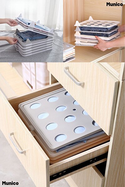 Munico T-Shirt Düzenleyici Aparat Dayanıklı Plastik Katlanmış Kıyafet Organizer