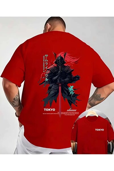 ORVIO Group Men's T-Shirt, Samurai Print, Relaxed Fit, Tokyo Theme, Everyday ...