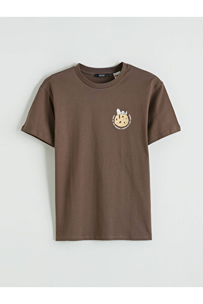 LC Waikiki NOUL SEZON DE LA GÜLİS GİYİM Tricou maro Bisi guler rotund opy Bas...