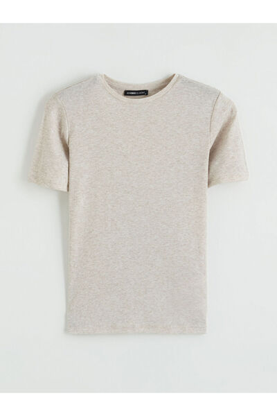 LC Waikiki NOUL SEZON DE LA GÜLİS GİYİM Tricou Bej Bisi guler rotund