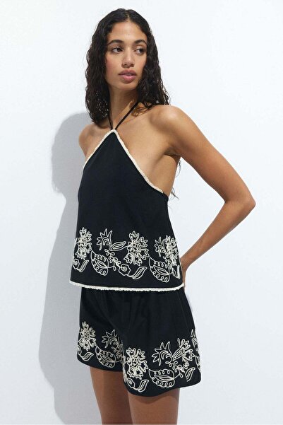 H&M Embroidered cotton beach shorts