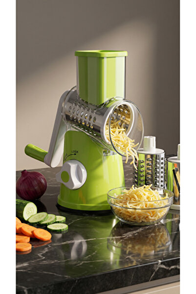 Abey Tech 3 Bıçaklı Pratik Rulo Rende – Kollu Çevirmeli Sebze & Peynir Doğrayıcı