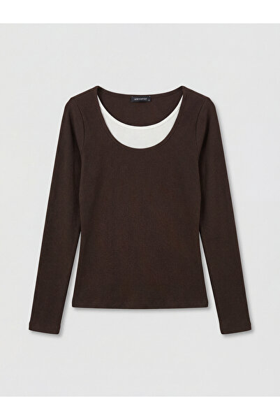 LC Waikiki SEZON NOU DE LA GÜLİS GİYİM Body maro cu decolteu în U Fiti materi...