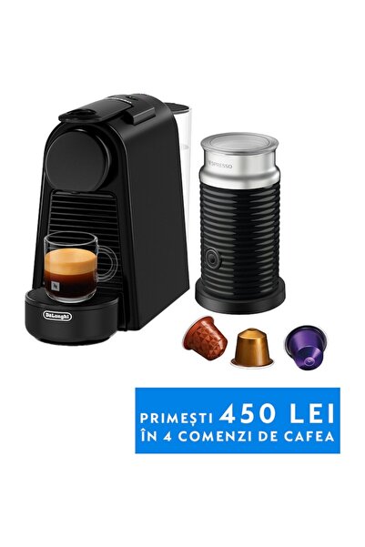 De'Longhi Pachet Espressor Nespresso Essenza Mini Black, 19 bari, 1260 W, 0,6...