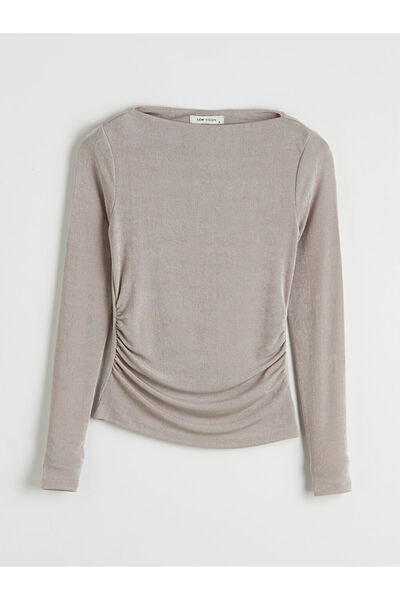 LC Waikiki NOUL SEZON DE LA GÜLİS GİYİM: Bluză gri cu guler bărcuță, model Bü...