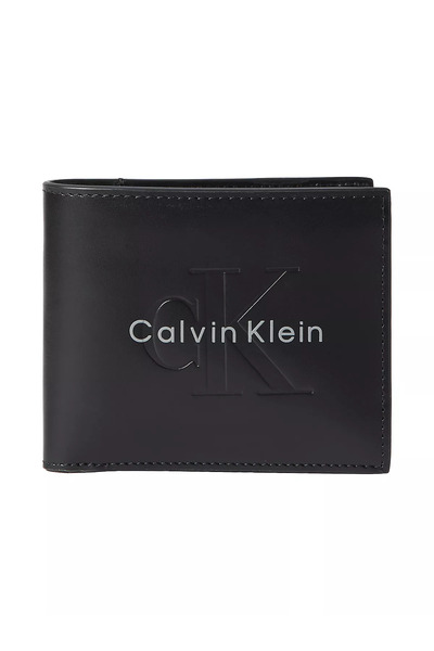 Calvin Klein Erkek CK Yazı Detaylar Deri Kapamasız İç Bölmeli Kartlık Ve Naki...