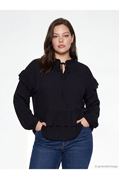 LC Waikiki Μπλούζα με δεμένο γιακά, oversize, με βολάν