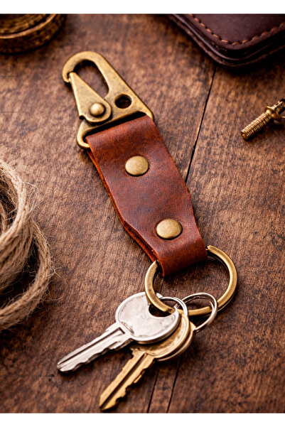Bakani Leather Genuine Leather Keychain Vintage Antique Hook Keychain, Handma...
