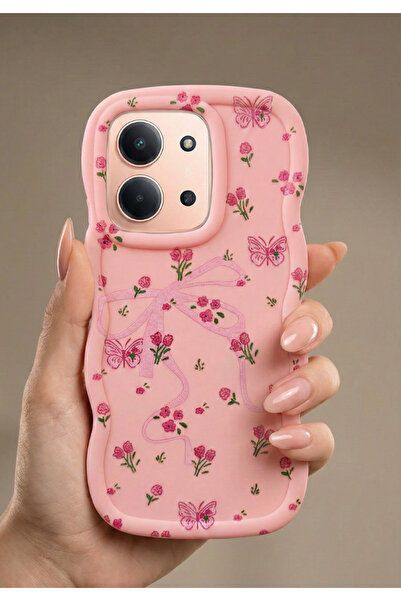 Rivor غطاء سيليكون متوافق مع هاتف Redmi 15C 4G مع شريط بارز للكاميرا ونقش زهور