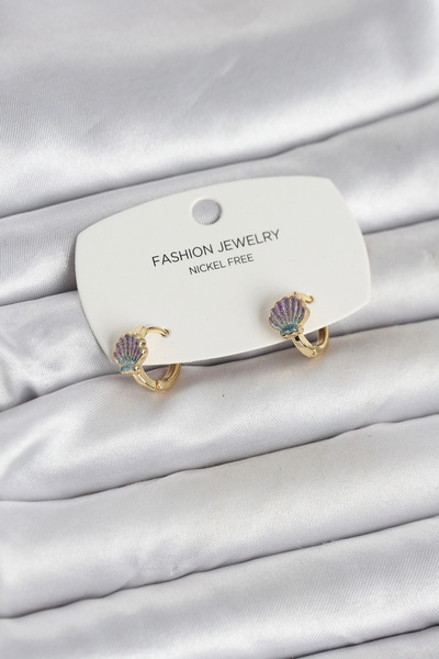 Clariss Sea Shell Model Gold Brass Children's Earrings