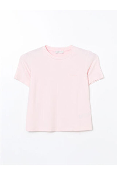 LC Waikiki Modanova Sezon Pink Crew Neck Embroidered Women's T-Shirt