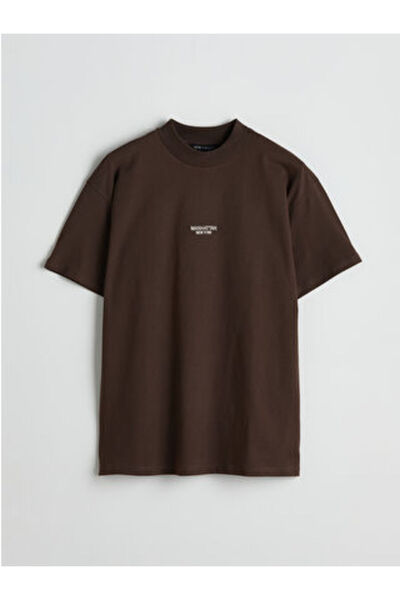 LC Waikiki Modanova Sezon Brown Crew Neck Printed Women's T-Shirt