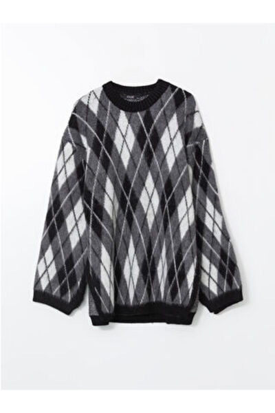 LC Waikiki Черен велосипеден пуловер с баклава мотив за жени