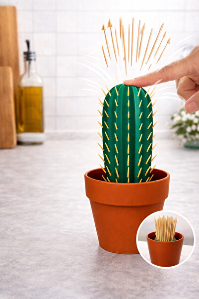 3D Kaktüs Otomatik Kürdanlık – Basınca Açılan Eğlenceli Dekoratif Kürdan Disp...