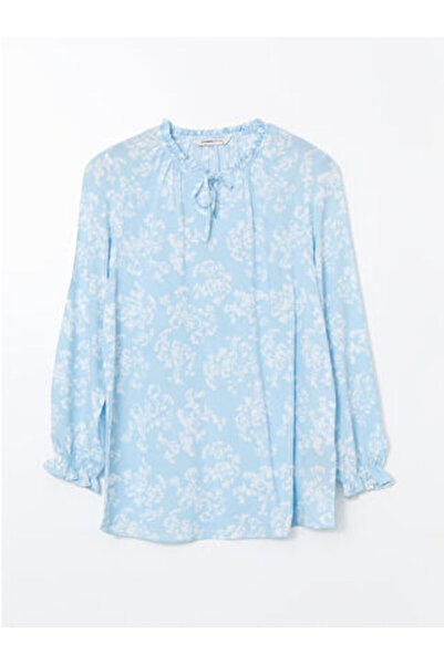 LC Waikiki Modanova Sezon Blue Tie-Detail Women's Blouse with Flowers on the ...