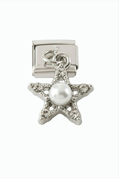 ZERO LAND Storozal Star Pearl Sallatili Steel Charm - (62313) Silver Color