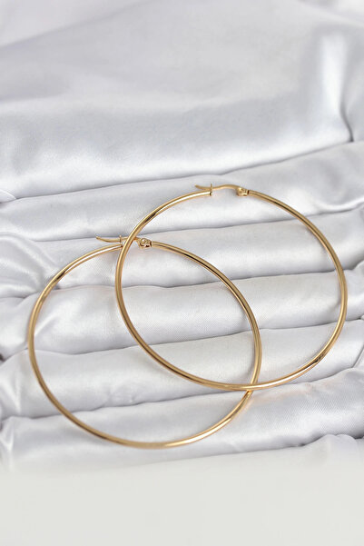 Clariss 316L Steel Gold Color 70 mm Women's Hoop Earrings