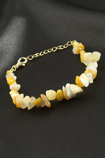 ZERO LAND سوار STOROZAL من حجر العقيق الطبيعي المكسور (62658) - أصفر