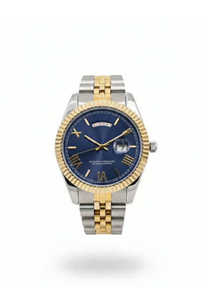 Leerybee Men's Steel Band Classic Wristwatch with Stone Bezel Day and Date Di...