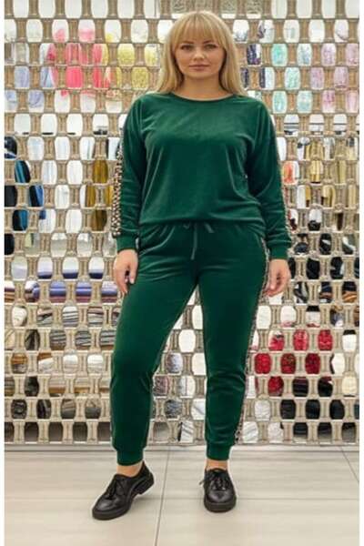 ihaoo Women's Velvet suit with Striped