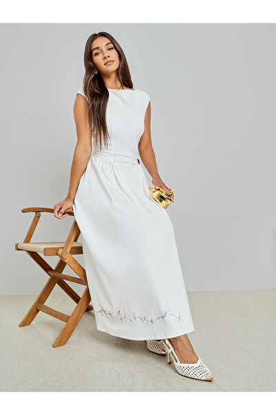 Styli White Sleeveless Maxi Dress