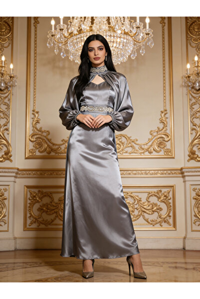 Take Two By Styli Women Grey Embellished A-Line Maxi Dress