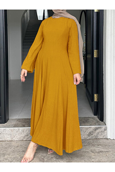 Take Two By Styli Mustard Long Sleeve A-Line Maxi Dress