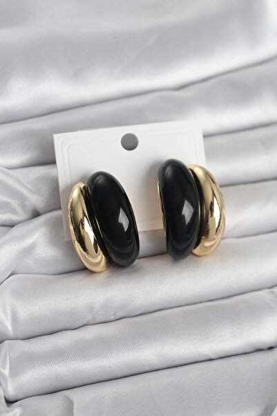 shopwave Damla Model Black Vintage Gold Color Women's Earrings - Tj-Bkp11666