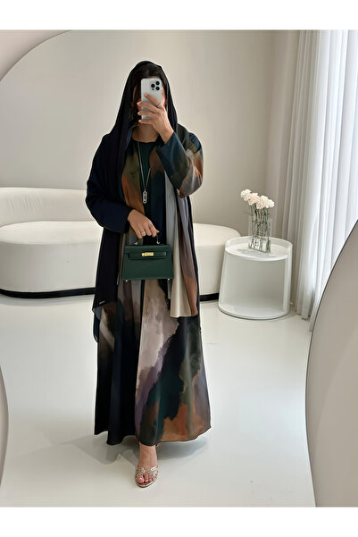 Take Two By Styli Printed Open Front A-Line Abaya