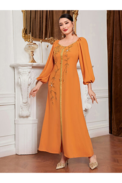 Take Two By Styli Women's Solid Rhinestone Embellished Long Sleeve Elastic Cu...