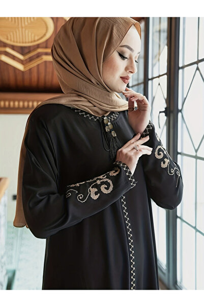 Take Two By Styli Black Embellished Tassel Detail A-Line Jalabiya
