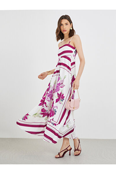 YouYan By Styli Flower Print Strappy A-Line Maxi Dress