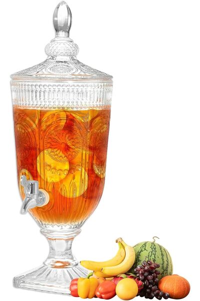 VAODO Glass Beverage Dispenser, 3L Drink Dispenser with Glass Lid and Spigot,...
