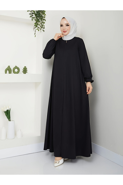 Take Two By Styli Black Solid Long Sleeve A-Line Jalabiya