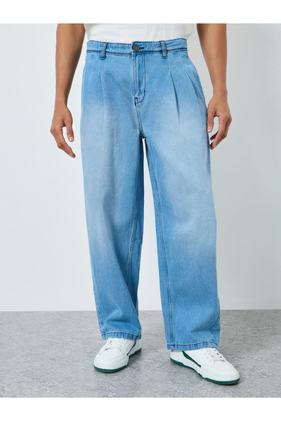 Styli Men Washed Wide Leg Jeans