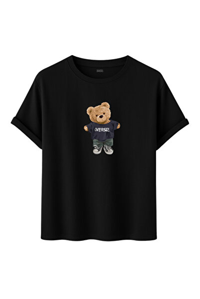 DK DAKSEL Tricou oversize unisex cu figurină urs - Tricou în stil streetwear,...