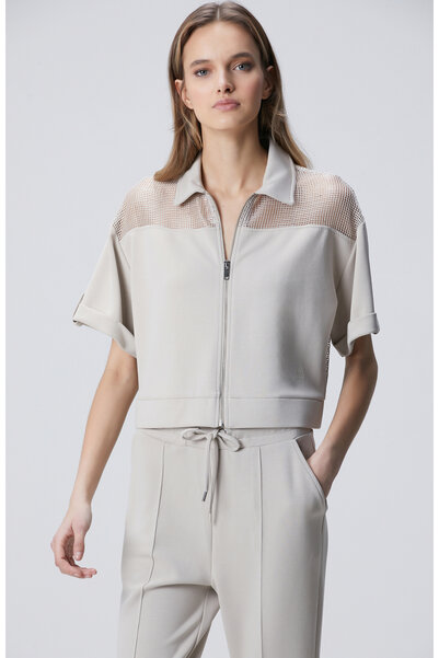 Network Taş File Garnili Modal Karışımlı Sweatshirt