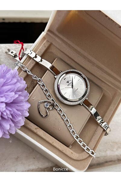 Fiesta Clasp Cord, Rotating Case, 5 Atm, Silver Steel Cord Women's Wristwatch...