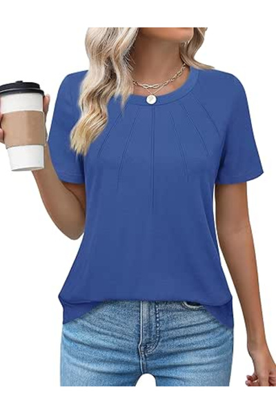 Bodhi Women's summer T-shirt, short sleeve, blue 2XL